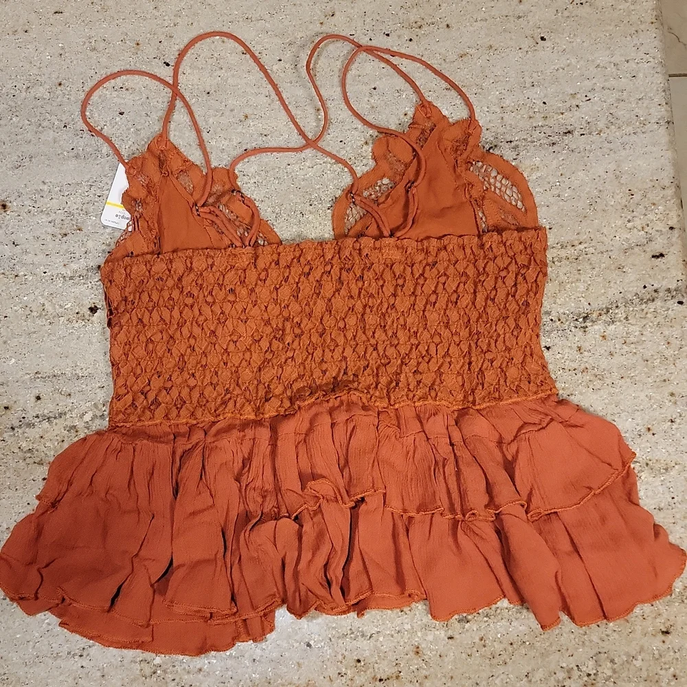 Free People Adella Cami  NWT. Rust/Pumpkin Spice color.